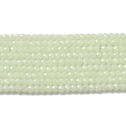 Synthetic Luminous Stone Beads Strands, Faceted, Barrel, Glow in the Dark, Light Green, 4x3.5mm, Hole: 0.7mm, about 102pcs/strand, 14.37 inch(36.5cm)(G-C086-01B-08)