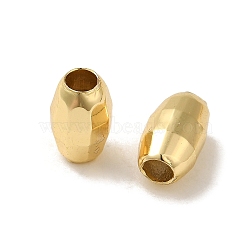 Rack Plating Brass Beads, Long-Lasting Plated, Lead Free & Cadmium Free, Faceted, Barrel, Real 18K Gold Plated, 8x5mm, Hole: 2.5mm(KK-K373-05G)