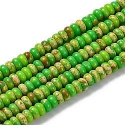 Synthetic Imperial Jasper Dyed Beads Strands, Rondelle, Lime Green, 4.5x2.5mm, Hole: 1mm, about 142pcs/strand, 14.96''(38cm)(G-K343-C39-02)