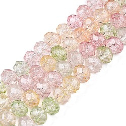 Transparent Glass Beads Strands, Faceted(32 Facets), Rondelle<P>Please Note: Because these beads are made in different batches, the color could be slightly different from one batch of beads to the next, Colorful, 6x5mm, Hole: 1mm, about 84pcs/strand, 16.34~17.12''(41.5~42.8cm)(GLAA-T023-6mm-A14)