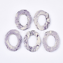 Half Drilled Resin Beads, For Big Pendants Making, Imitation Gemstone Slices, Oval, Medium Purple, 52~54x36~39x4~5mm, Half Hole: 1mm(RESI-S374-31E)