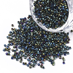 11/0 Grade A Glass Seed Beads, Cylinder, Uniform Seed Bead Size, Metallic Colours, Colorful, 1.5x1mm, Hole: 0.5mm, about 2000pcs/10g(X-SEED-S030-0027)