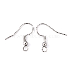 316 Surgical Stainless Steel Earring Hooks, with Horizontal Loop, Stainless Steel Color, 20.5x20x3mm, Hole: 2.5x2mm, 21 Gauge, Pin: 0.7mm(STAS-O032-01)