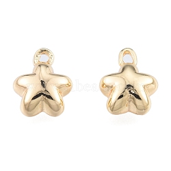 Brass Charms, Cadmium Free & Nickel Free & Lead Free, Flower, Real 18K Gold Plated, 9x7x4mm, Hole: 1mm(KK-N216-563LG)