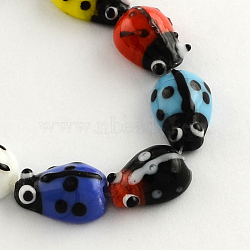 Ladybug Handmade Lampwork Beads Strands, Mixed Color, 15x10x7mm, Hole: 1.5mm, about 20pcs/strand, 11.8 inch(X-LAMP-R004-04)