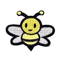 Cute Bee Shape Computerized Embroidery Cloth Iron on/Sew on Patches, Costume Accessories, Appliques, Yellow, 61x55x1.3mm(DIY-M006-09)
