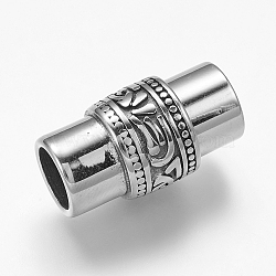 304 Stainless Steel Magnetic Clasps, Column, Antique Silver, 25x14mm, Hole: 8.5mm(STAS-E136-43)