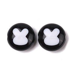 Two-tone Acrylic Beads, Rabbit, Round, Black, 17.5x10mm, Hole: 2.5mm, 270pc/500g(OACR-U003-16)