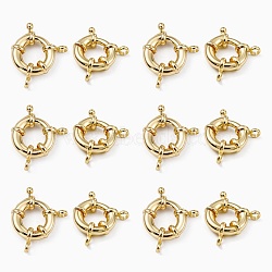 Rack Plating Brass Spring Ring Clasps, Real 18K Gold Plated, 17x6mm, Hole: 3mm(KK-D399-A-G-NF)