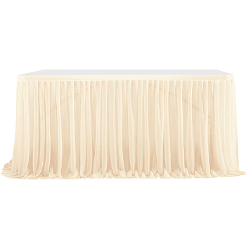 Polyester Table Skirt, For Party Decorations, Tropical Party Table Decoration Accessories, Blanched Almond, 1830x770mm