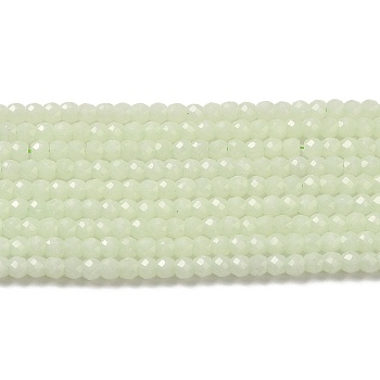 Synthetic Luminous Stone Beads Strands, Faceted, Round, Glow in the Dark, Light Green, 4x3.5mm, Hole: 0.7mm, about 102pcs/strand, 14.37 inch(36.5cm)