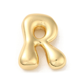 Brass Pendant, Real 18K Gold Plated, Letter R, 23x18x6.6mm, Hole: 3.5x2mm