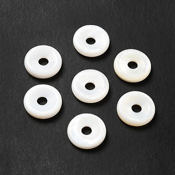 Natural Freshwater Shell Beads, Donut/Pi Disc, White, 10x2mm, Hole: 3mm