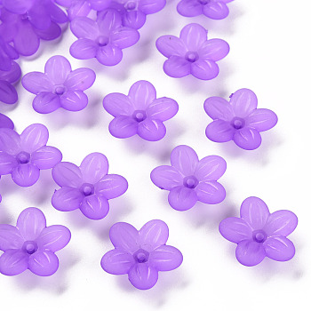 Frosted Acrylic Bead Caps, 5-Petal, Flower, Blue Violet, 19.5x20x5.5mm, Hole: 1.6mm, about 740pcs/500g