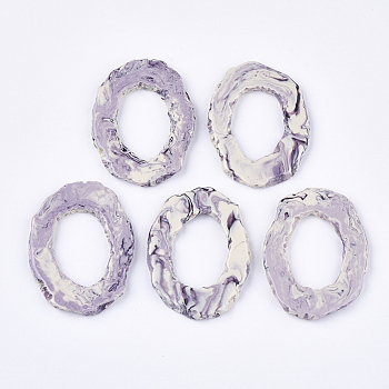Half Drilled Resin Beads, For Big Pendants Making, Imitation Gemstone Slices, Oval, Medium Purple, 52~54x36~39x4~5mm, Half Hole: 1mm
