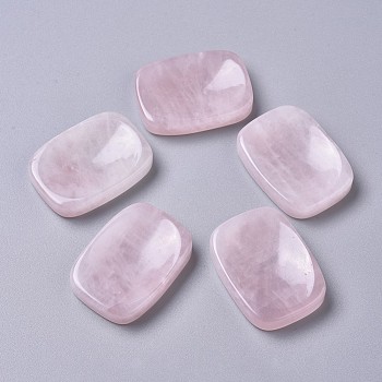 Natural Rose Quartz Massager, Worry Stone for Anxiety Therapy, Rectangle, 41x30x8mm