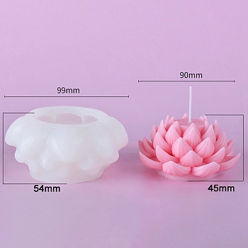 3D Lotus DIY Silicone Candle Molds, Aromatherapy Candle Moulds, Scented Candle Making Molds, White, 9.9x5.4cm