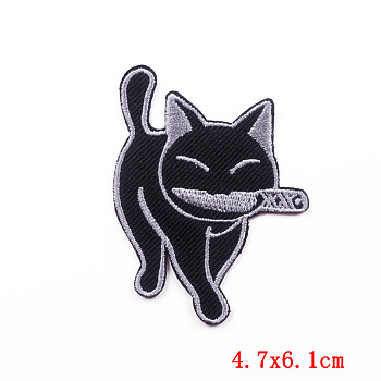 Cat Theme Computerized Embroidery Cloth Iron on/Sew on Patches, Costume Accessories, Tools Pattern, 61x47mm