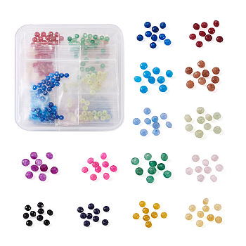 490Pcs 14 Colors Imitation Jade Glass Beads Strands, Faceted, Abacus, Mixed Color, 3~3.5x2~2.5mm, Hole: 0.8mm, 35Pcs/color
