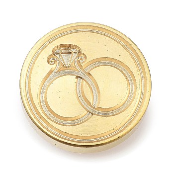 Golden Tone Wax Seal Brass Stamp Heads, for Invitations, Envelopes, Gift Packing, Ring, 25x15mm, Inner Diameter: 7mm