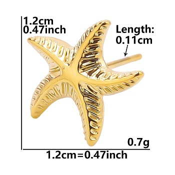 Vintage Stainless Steel Starfish Studs Earrings for Women, Fashionable and Elegant Ear Studs