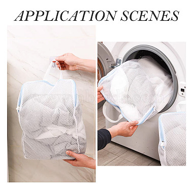 2Pcs Polyester Mesh Zipper Laundry Bags with Handles(ABAG-TA0002-18A)-9