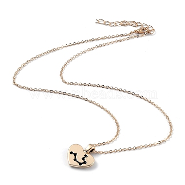 Golden Plated Heart with Constellation/Zodiac Sign Alloy Enamel Pendant Necklaces(NJEW-H214-A01-G)-4