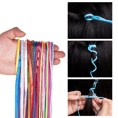 Kissitty 16 sacs 16 style métallique/polyester/organza/fils cordons cordons de tressage de cheveux(OHAR-KS0001-01)-4