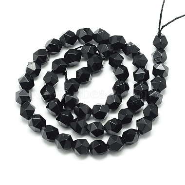 Natürliche schwarze Onyxperlenstränge(G-S149-02-6mm)-2