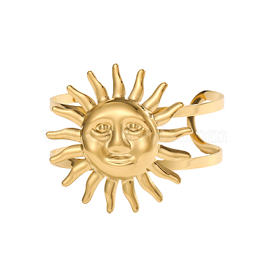 Sun Shape 304 Stainless Steel Open Cuff Bangles(STAS-OY011-44G)-1