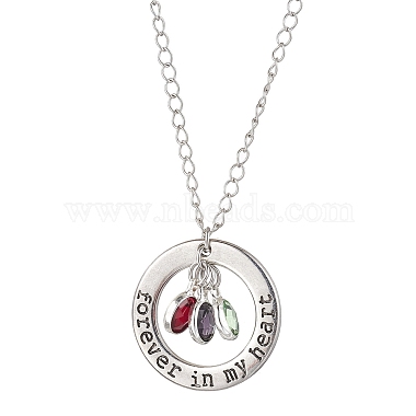 Glass and Alloy Round With Word Forever In My Heart Pendant Necklace(NJEW-JN04697-03)-2