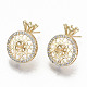 Brass Micro Pave Clear Cubic Zirconia Stud Earring Findings(KK-T062-51G-NF)-1