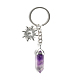 Natural Amethyst Bullet Shape Keychain(G-PW0007-038F)-1