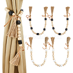 4Pcs 2 Styles Wood Beaded Curtain Tiebacks Clips, Window Curtain Holdbacks, Mixed Color, 645mm, 2pcs/style(HJEW-FH00174)