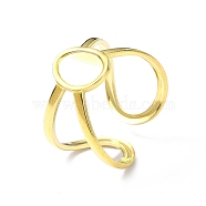 Ion Plating(IP) 304 Stainless Steel Open Cuff Ring, Oval, Real 18K Gold Plated, Inner Diameter: 18mm(RJEW-L109-048G)