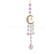 Crystal Ceiling Chandelier Pendant Decorations, with Metal Findings, for Home, Garden Decoration, Moon, Star, 450mm(PW-WG63866-02)