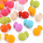 1-Hole Plastic Buttons, Pineapple, Mixed Color, 18x11.5x9mm, Hole: 2.5mm(BUTT-N018-017)