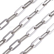 304 Stainless Steel Paperclip Chains, Drawn Elongated Cable Chains, Unwelded, with Plastic Spools, Stainless Steel Color, 16x6.6x1mm(CHS-YS0001-01P)