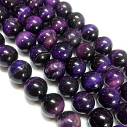 Natural Tiger Eye Beads Strands, Dyed & Heated, Round, Indigo, 6mm, Hole: 1mm, about 62pcs/strand, 15.75 inch(G-G544-6mm-05)