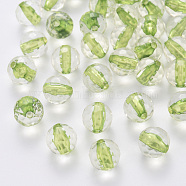Transparent Acrylic Beads, Round, Faceted, Yellow Green, 12x11.5mm, Hole: 1.8mm, about 550pcs/500g(TACR-S154-10A-83)