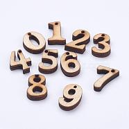 Undyed Wood Charms, Number, Camel, 14~15x9~11.5x3~3.5mm, Hole: 1~2mm(WOOD-L003-17)