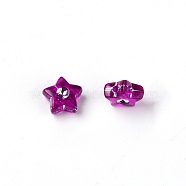 Transparent Acrylic Beads, with Rhinestone, Star, Purple, 9x9x4mm, Hole: 1.4mm, 500g/bag(RESI-WH0016-04)