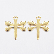 304 Stainless Steel Charms,  Dragonfly, Golden, 12x10.5x0.8mm, Hole: 1mm(X-STAS-P142-08G)