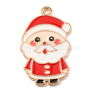Alloy Enamel Pendants, Christmas Theme, Light Gold, Santa Claus, 29x18x1.5mm, Hole: 1.5mm(ENAM-G218-B07)