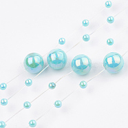 ABS Plastic Imitation Pearl Beaded Trim Garland Strand, Great for Door Curtain, Wedding Decoration DIY Material, Sky Blue, 3~8mm, about 60m/roll(AJEW-S071-01A)