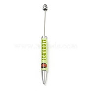 Word I Can do it Printed Plastic Ball-Point Pen, Beadable Pen, for DIY Personalized Pen with Jewelry Beads, Light Green, 152x11mm(AJEW-C038-01D)