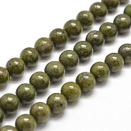 Round Natural Green Granite Beads Strands, Dark Olive Green, 8mm, Hole: 1mm, about 50pcs/strand, 15.7 inch(G-I125-77-8mm)