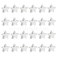 24Pcs Sterling Silver Beads, Star, with 1Pc Suede Fabric Square Silver Polishing Cloth, Silver, Bead: 4x4x1.8mm, Hole: 0.7mm(STER-BC0001-99)