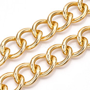 Aluminum Curb Chains, Twist Link Chains, Unwelded, Light Gold, 29x24x5mm(CHA-N003-13KCG)