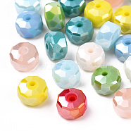 Opaque Electroplate Glass Beads Strands, AB Color Plated, Faceted, Rondelle, Mixed Color, 7.5x4.5mm, Hole: 1.5mm(EGLA-YWC0001-8mm-03)